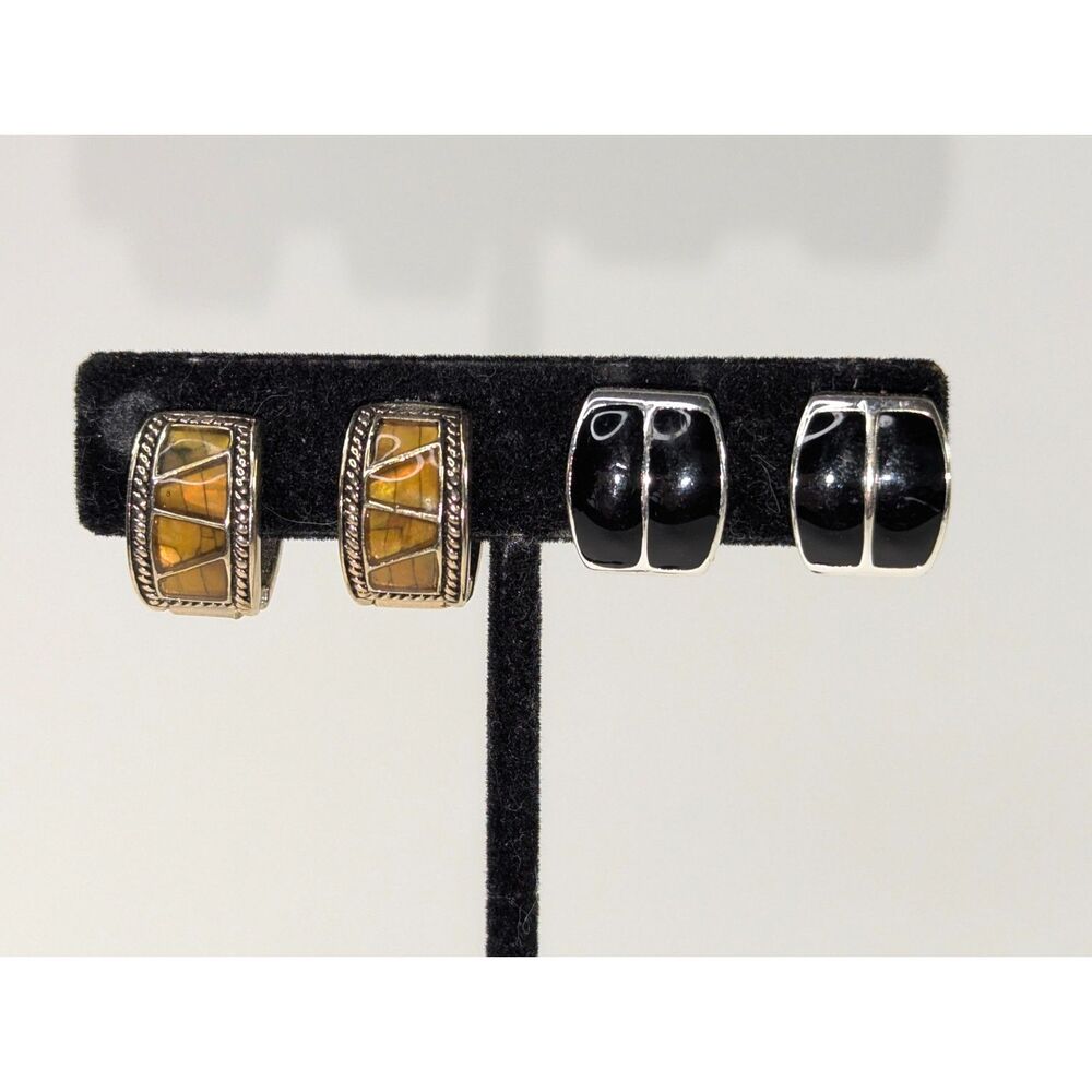 Set of Enamel Clip on Magnetic Earrings